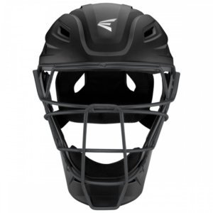 easton elite x catchers helmet front view, black catchers helmet