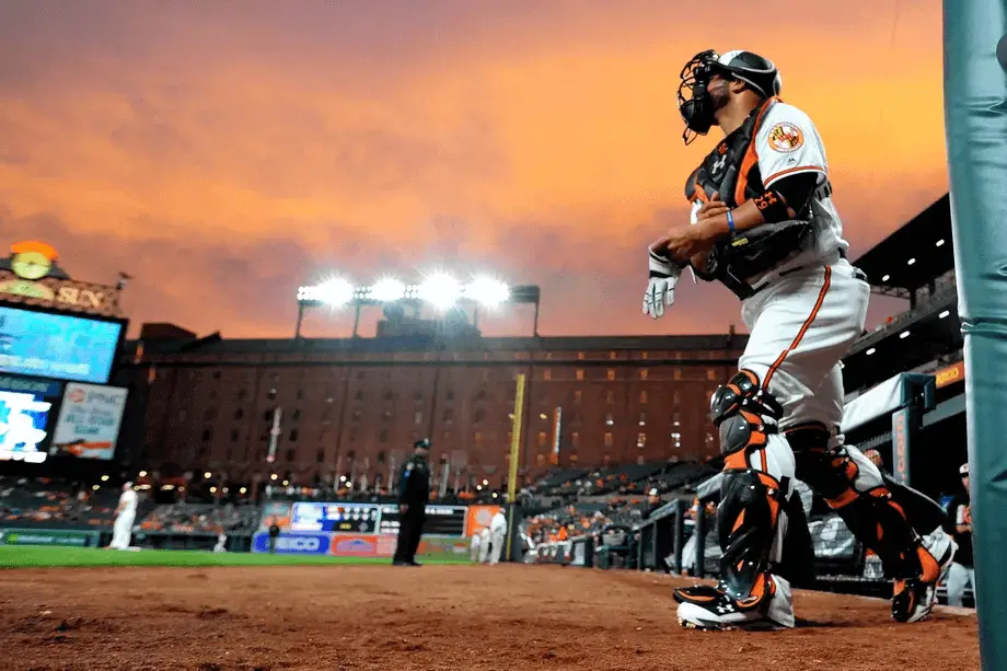 Catcher at sunset, Baltimore Orioles