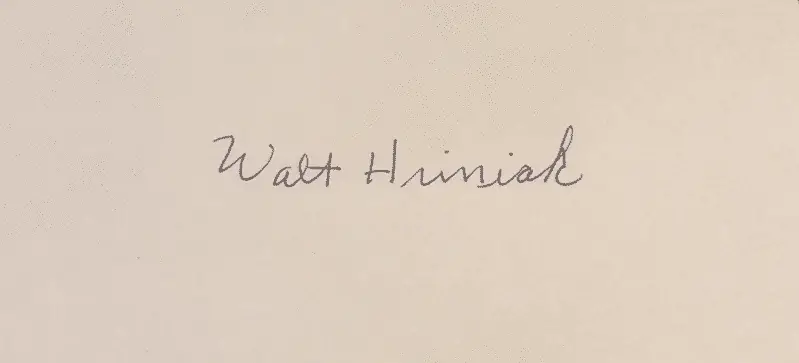 Signed index card from Red Sox coach Walt Hriniak