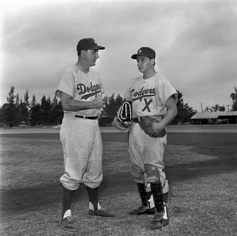 Jim Campanis with father Al Campanis, 1962 Los Angeles Dodgers