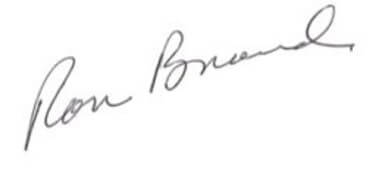 Ron Brand signed index card