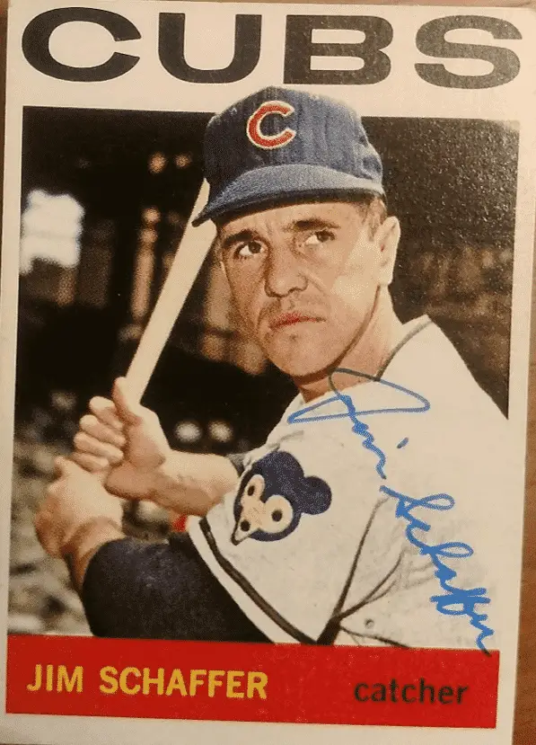 jim schaffer signed autographed card chicago cubs catcher