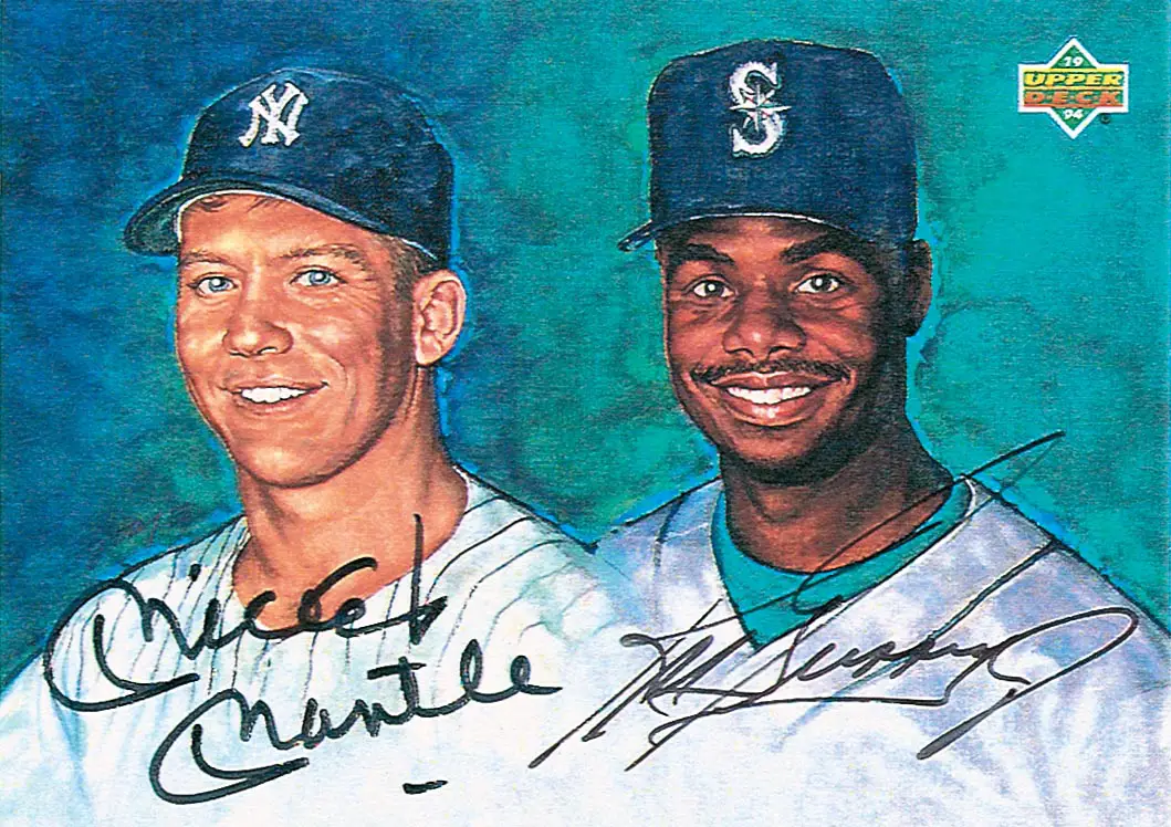 Mickey Mantle and Ken Griffey Jr signed card