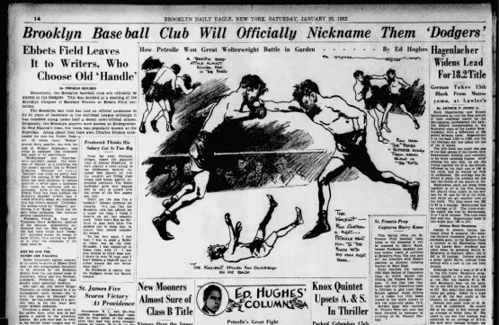 Brooklyn Daily Eagle Newspaper from January 1932 about Brooklyn Dodgers name change
