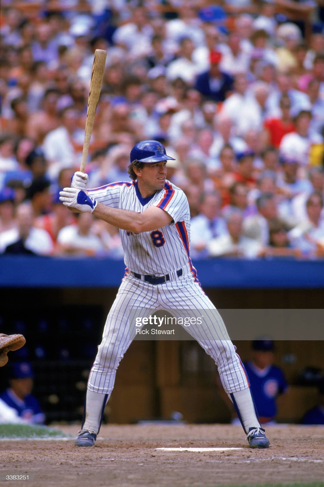 Gary Carter batting in 1985 for the Mets, at Shea Stadium