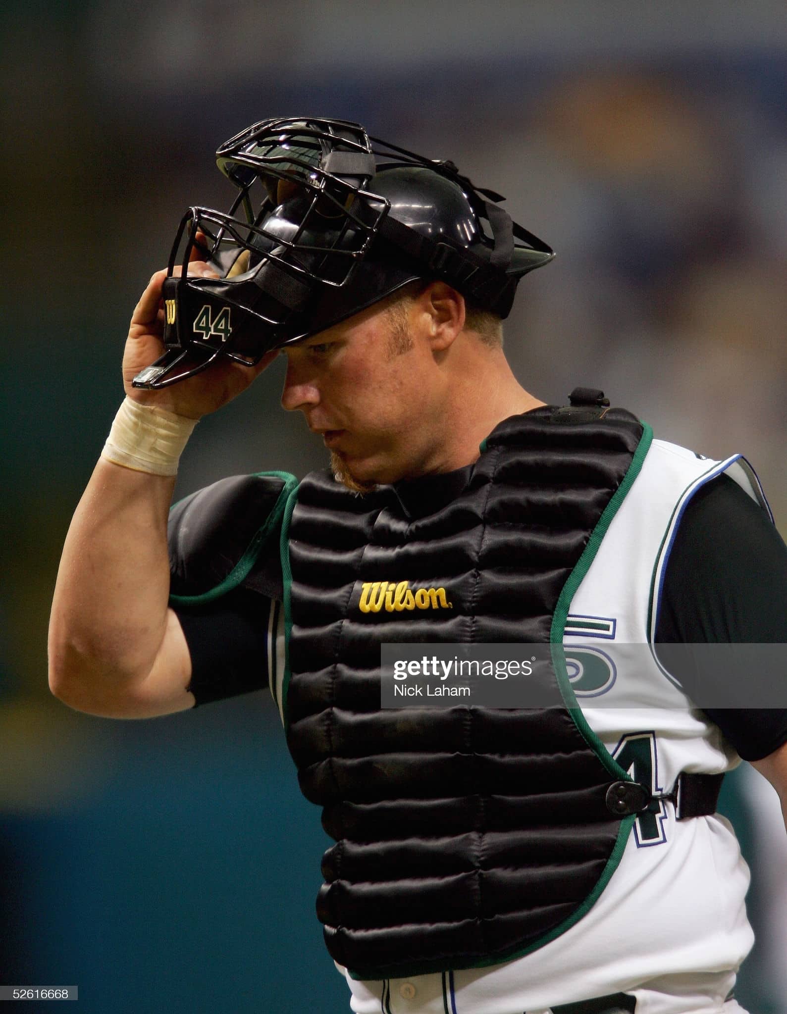 One of the top Tampa Bay Rays catchers of all time is Toby Hall during a 2005 game