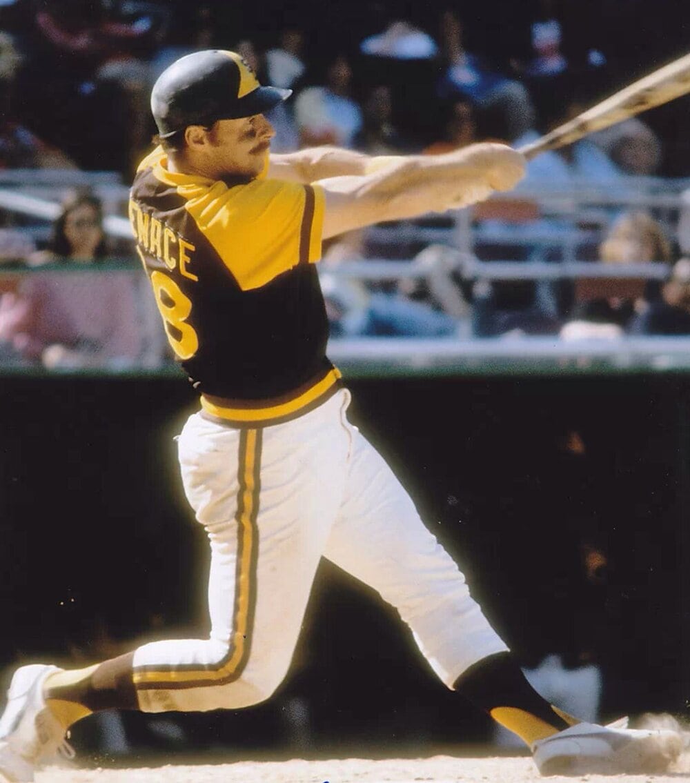 Former Padres catcher Gene Tenace at bat
