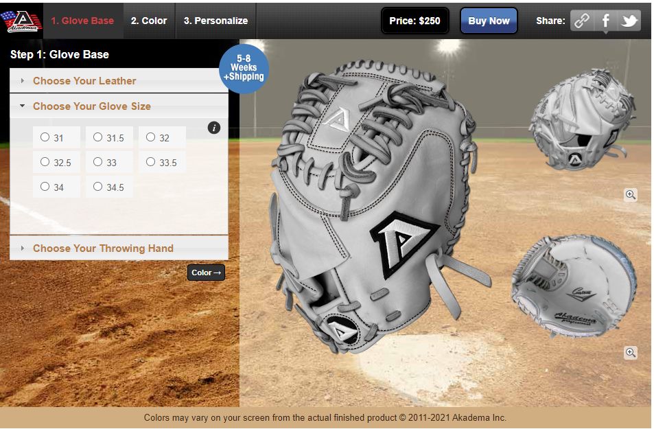 Custom akadema catcher's mitt