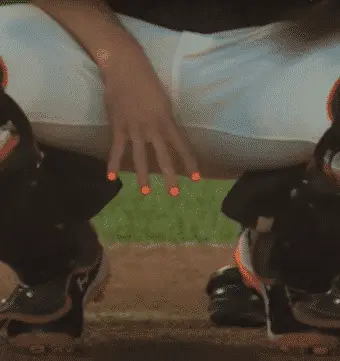 Buster Posey pitching signs from catcher to pitcher