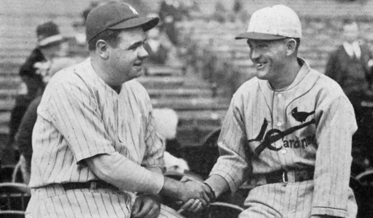 babe ruth rogers hornsby shaking hands