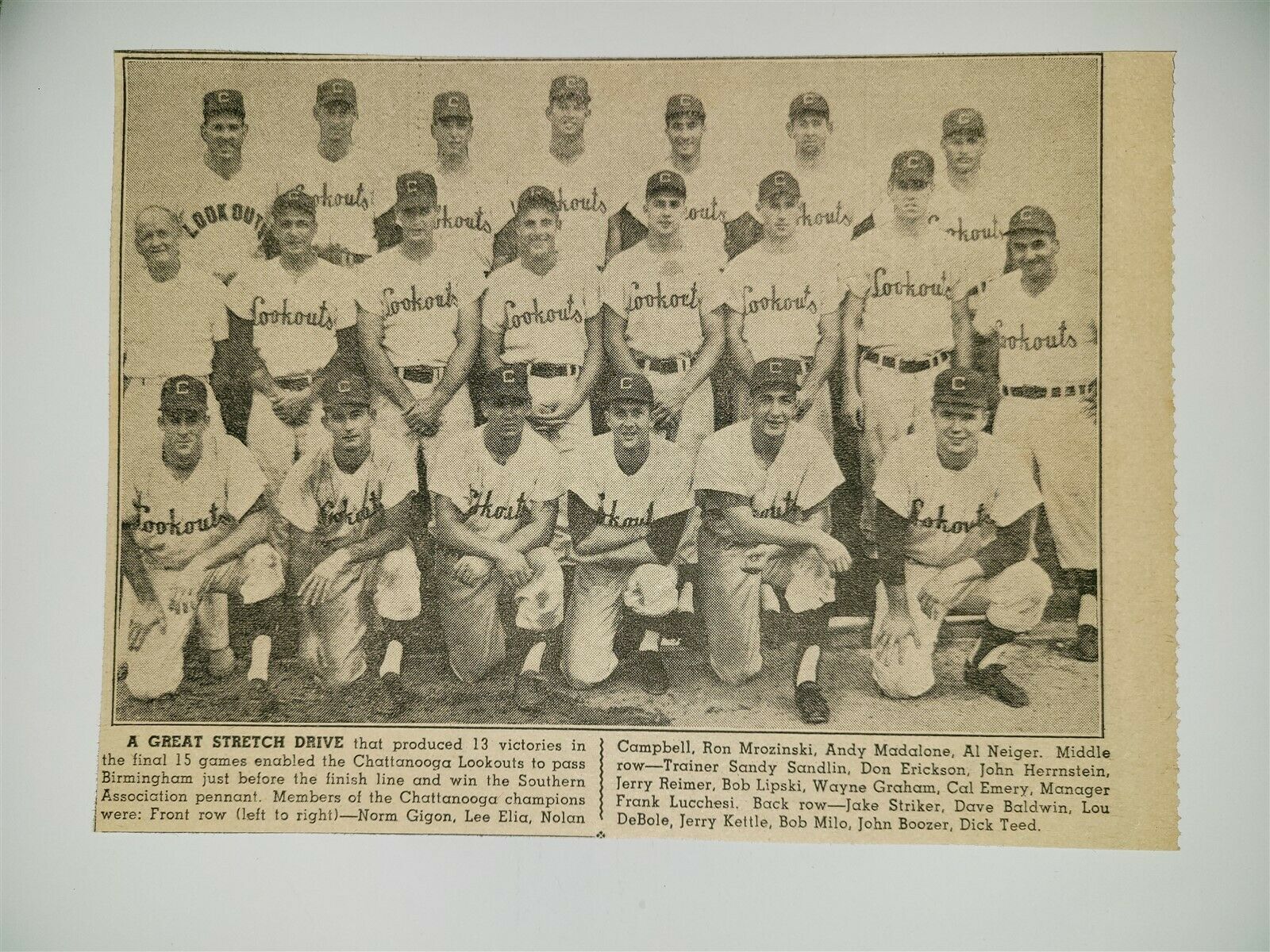 bob lipski with 1961 chattanooga lookouts