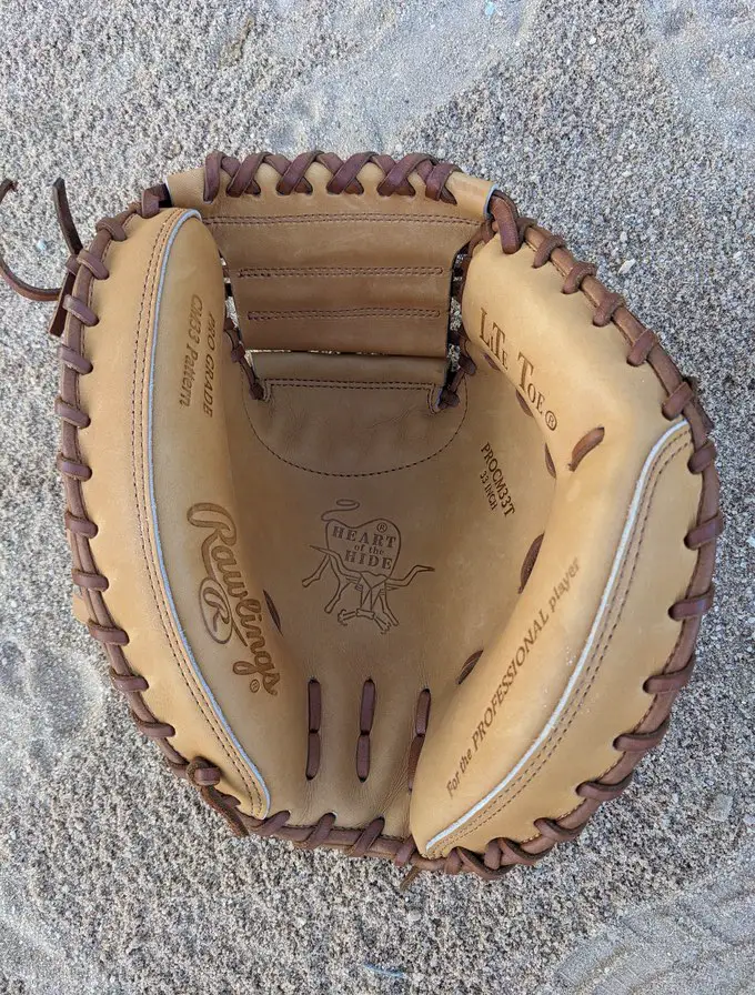 pocket of a catchers mitt