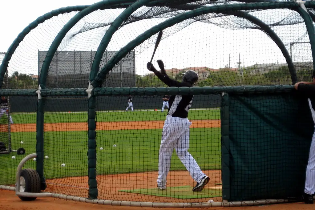 batting practice during spring training