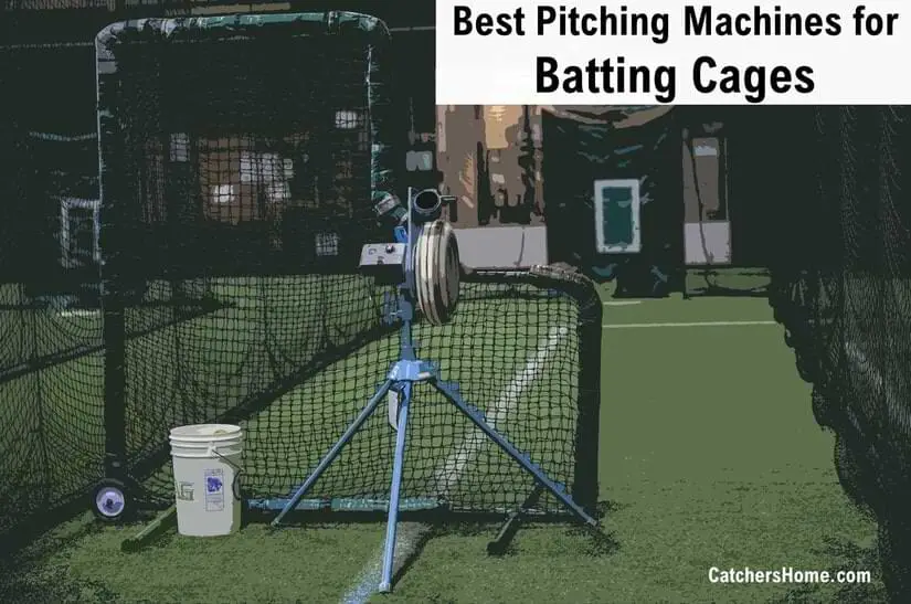 best pitching machines for batting cages, picture of pitching machine inside batting cage